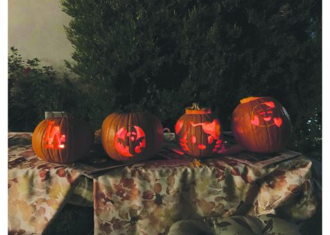 Pumpkins carved by Mayfield students in preparation for Halloween. 