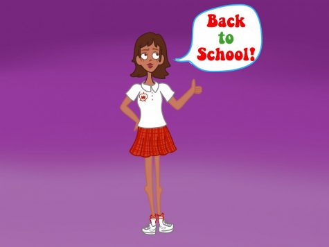 Digitally drawn graphic of  a Mayfield student ready to return back to school!