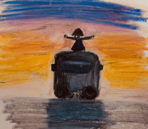 As the sun sets on spring, let’s get ready for summer! Hand drawn pastel drawing by Madison Rojas ‘23. 