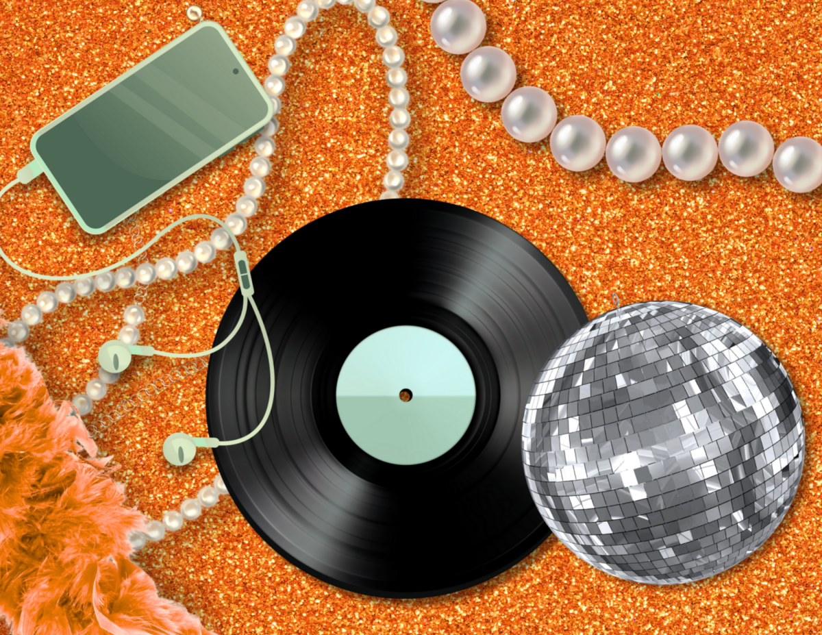 Taylor Swift’s new album titled The Life of a Showgirl promises a welcomed return to the sparkly pop aesthetics that Swift epitomized in the 2010s, in a reunion with her 1989 collaborators Max Martin and Shellback. Graphic by Mary Bingham.