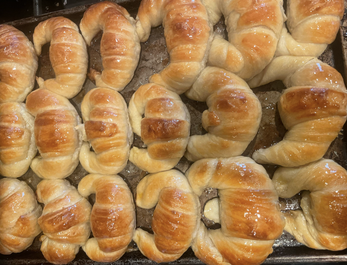 Freshly baked medialunas, a common Argentine pastry usually accompanied with ham and cheese. 