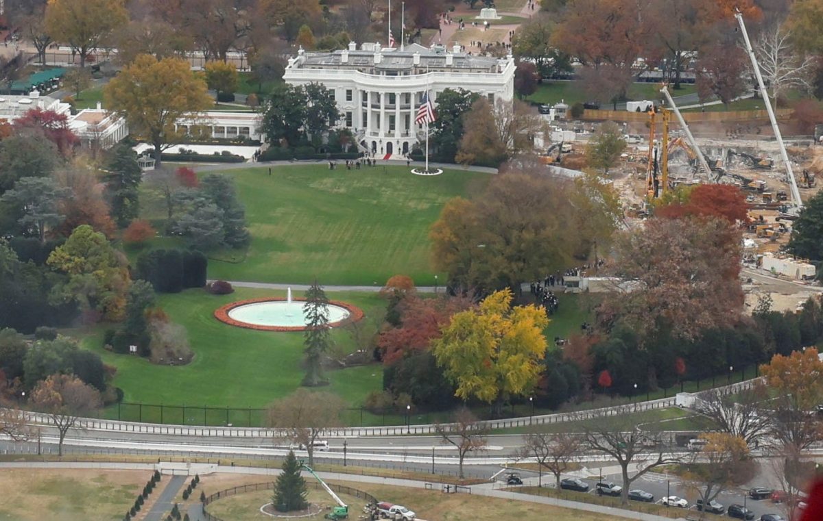 A view of the construction process of the White House's East Wing in Washington D.C., U.S., November 15, 2025. 