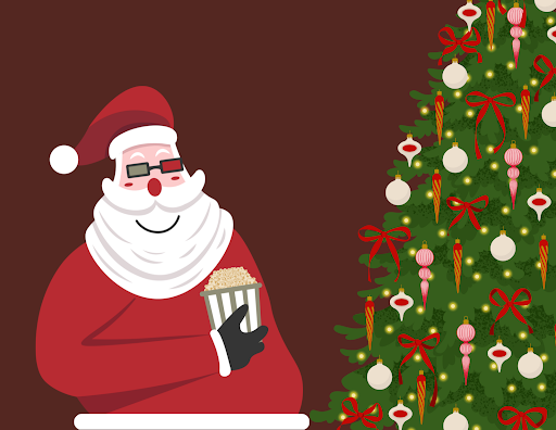 Bring on the Christmas spirit by sitting in front of the fireplace to watch some iconic holiday films. Graphic by Mary Bingham produced on Canva. 