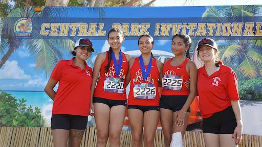 Freshman Lizzy Castillo, Rachel Mauricio, and Kaelyn Matus won awards during the Cross Country meet at Central Park Invitational in Huntington Beach.
